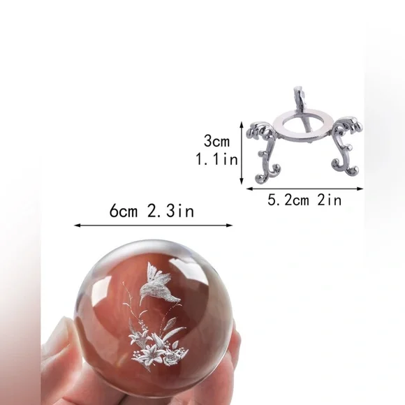 3D Hummingbird Crystal Ball Paperweight 60mm(2.3Inch) Laser Engraved - Picture 2 of 2